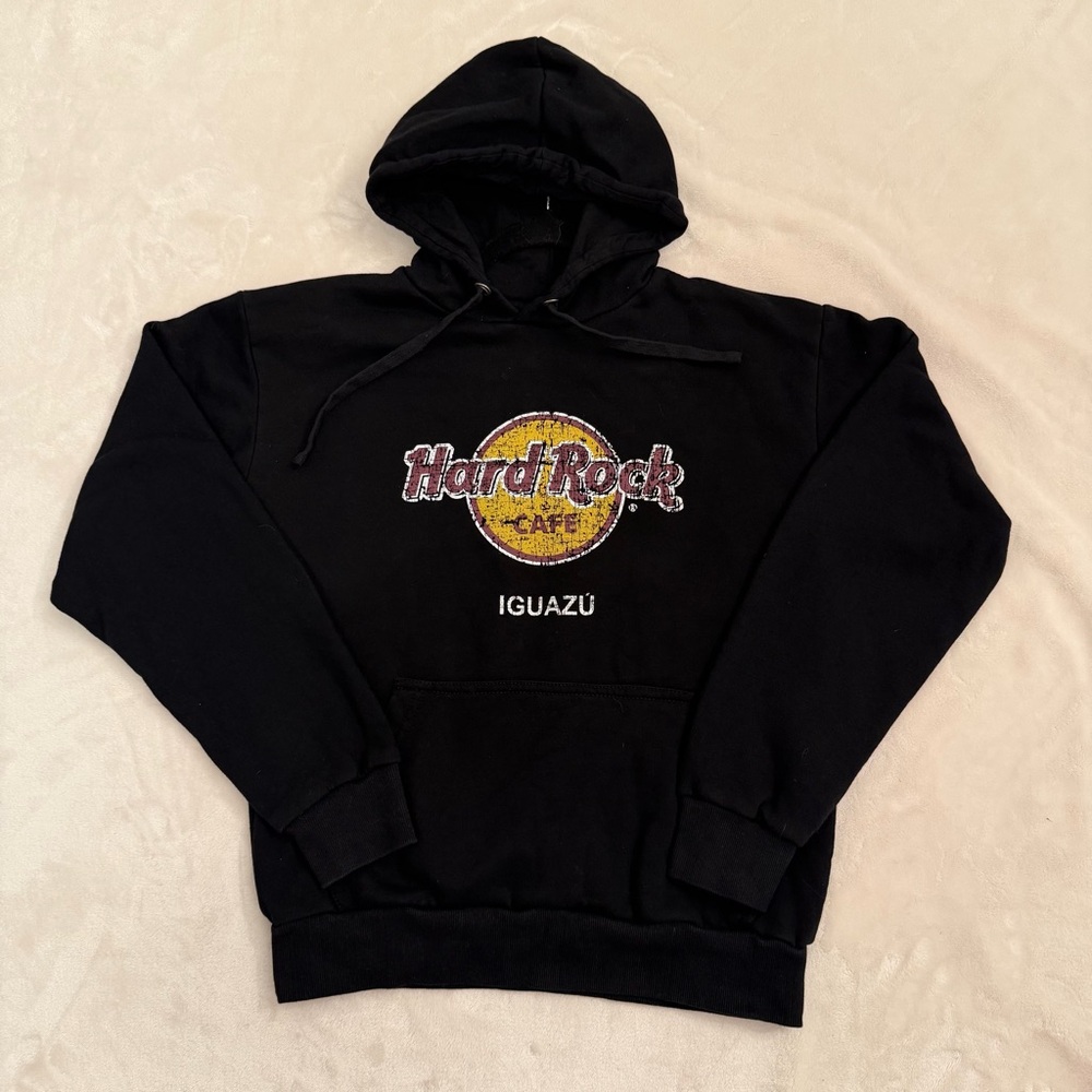 Hard Rock Cafe Iguazu Black Sweatshirt Hoodie Unisex Size Men’s M